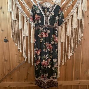 MOVING SALE | NWT Angie Green Floral wide Leg Jumpsuit size L